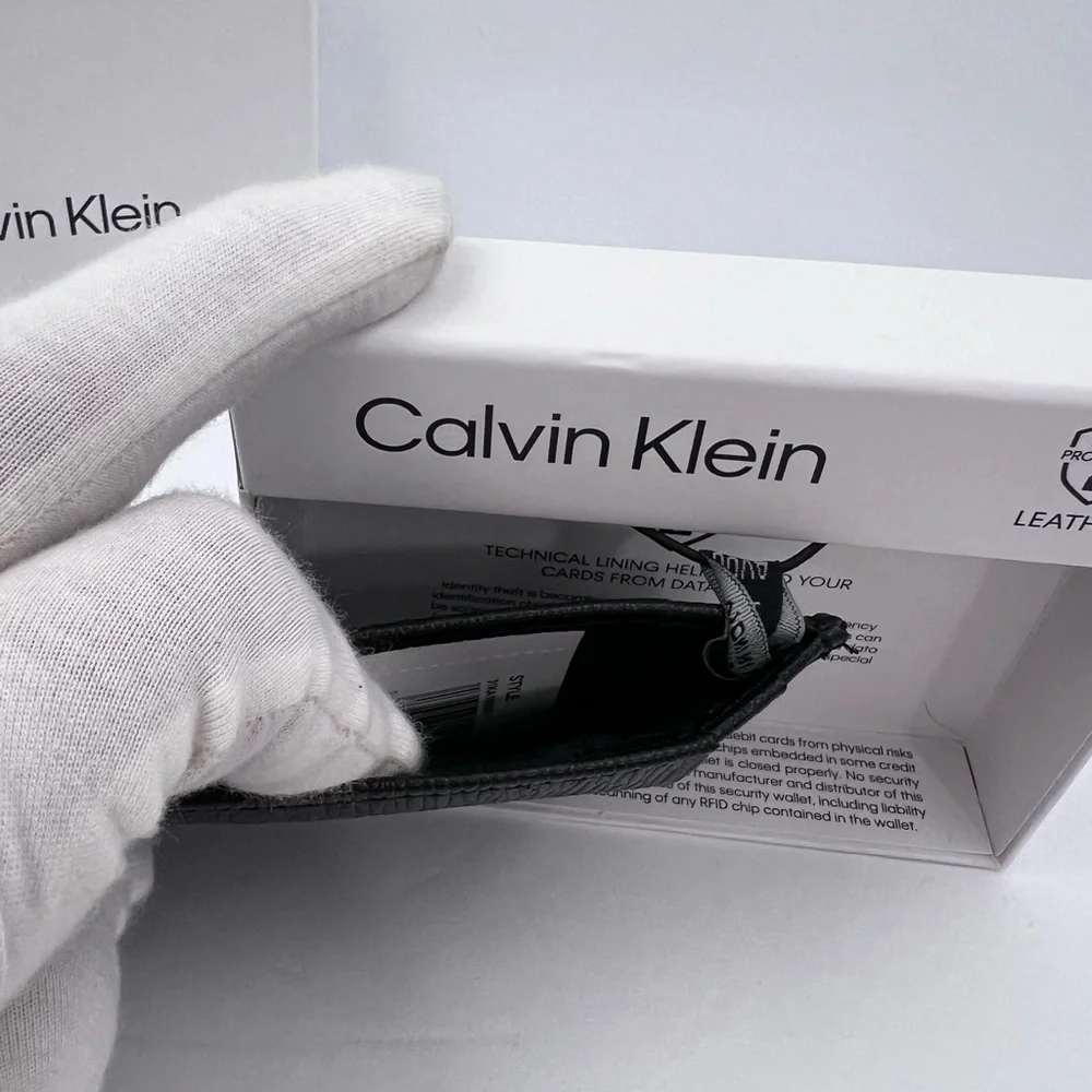 CALVIN KLEIN,MEN’S WALLET,SINGLE FOLD WORK MAGNET,BLACK LEATHER,RIFD PROTECTION